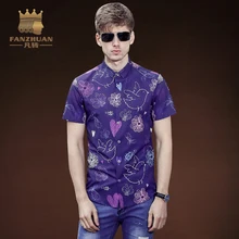 FANZHUAN/брендовая Футболка модная Молодежная мужская рубашка с короткими рукавами Повседневная рубашка с рисунком граффити Camisas Hombres