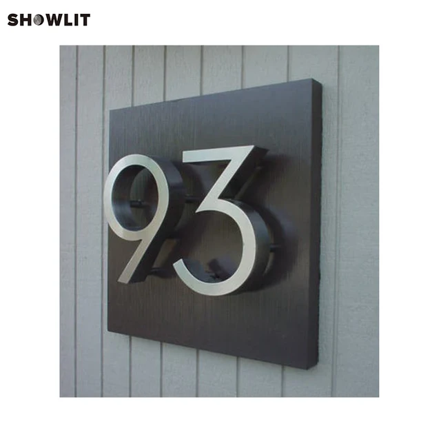 Brushed Stainless Steel Modern House Numbers Custom Made Availablein