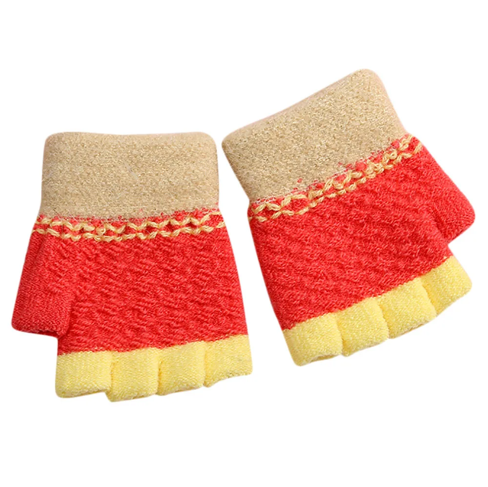 ARLONEET/милые зимние теплые перчатки без пальцев с героями мультфильмов для девочек и мальчиков, Популярная мода года, 9 см, цветные детские Обычные перчатки - Цвет: Red