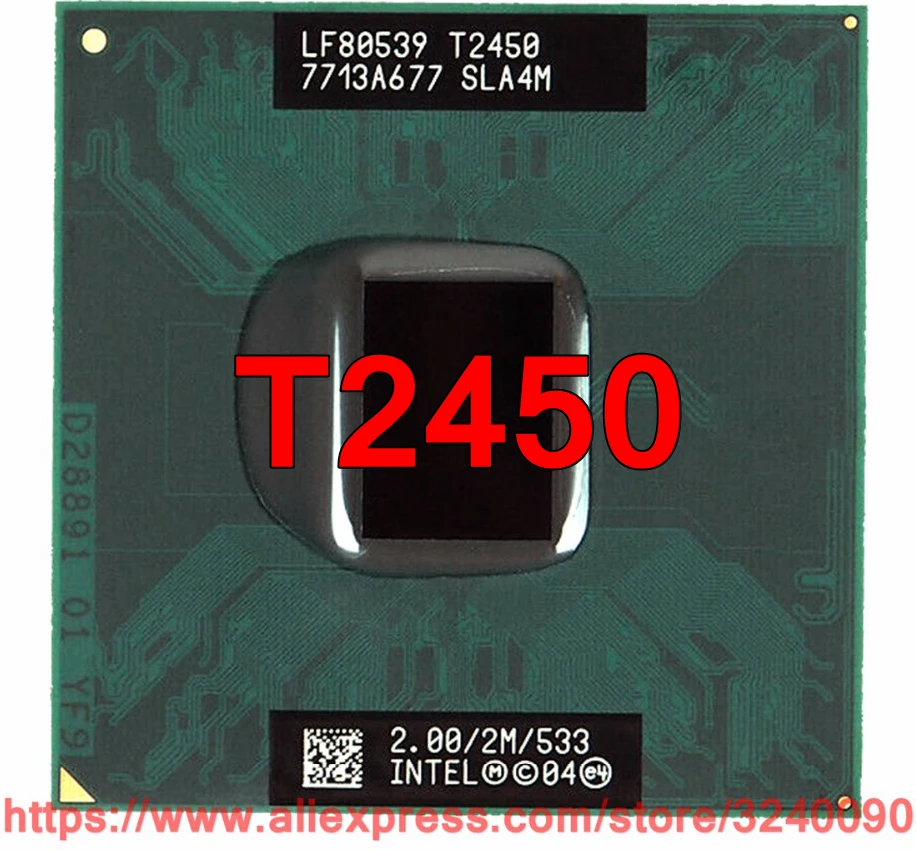 Оригинальный процессор lntel Core 2 Duo T2450 (2 Мб кэш памяти 00 ГГц 533 МГц 1 ядро) для чипсета