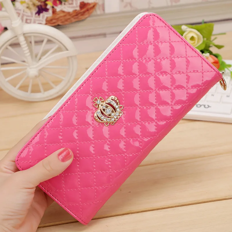 

women quilted long wallet crown purse women Wallet With Coin Bag Crown clutch bag carteras female LXX9