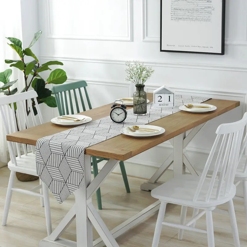 

European Modern Minimalist Table Runner Geometric Pattern Creative Coffee Table Restaurant Kitchen Table Flag