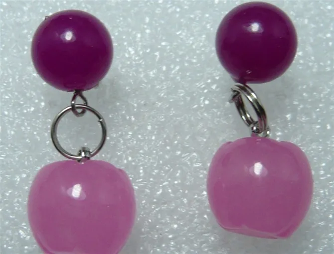 Милые женские серьги из фиолетового и розового нефрита|earrings for ladies|earrings forearrings