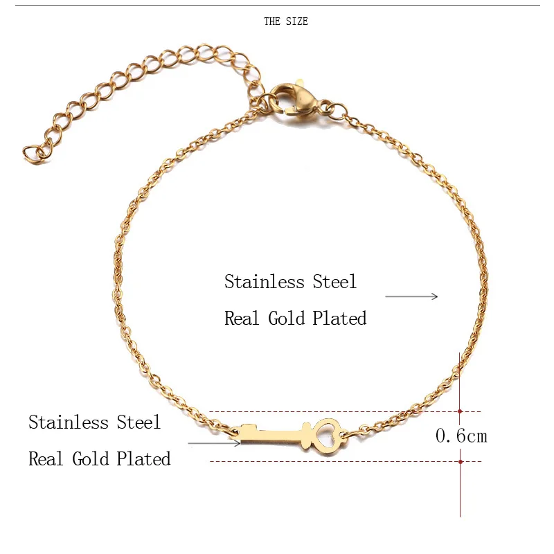 CACANA Stainless Steel Bracelet For Women Man Key Gold And Silver Color Pulseira Feminina Lover's Engagement Jewelry