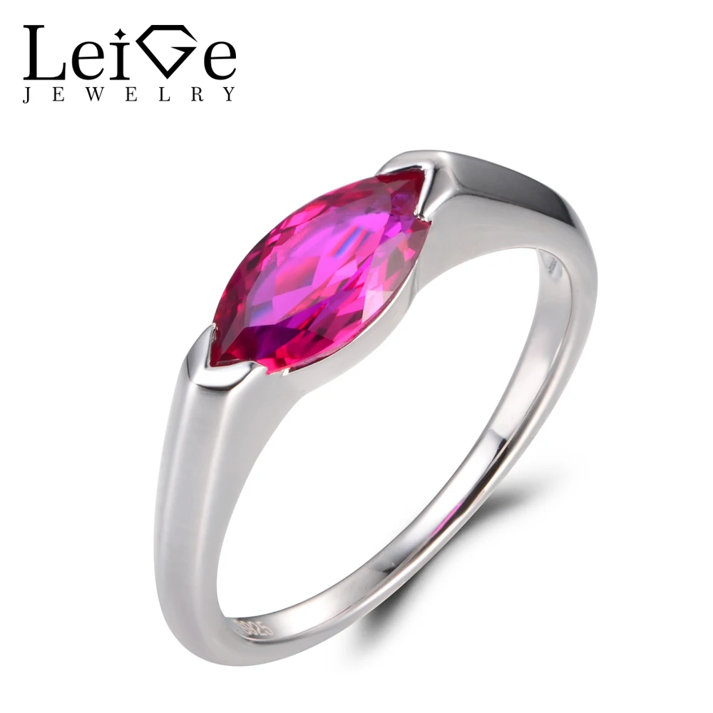 LeiGe Jewelry Unique Engagement Rings Ruby Rings July Birthstone