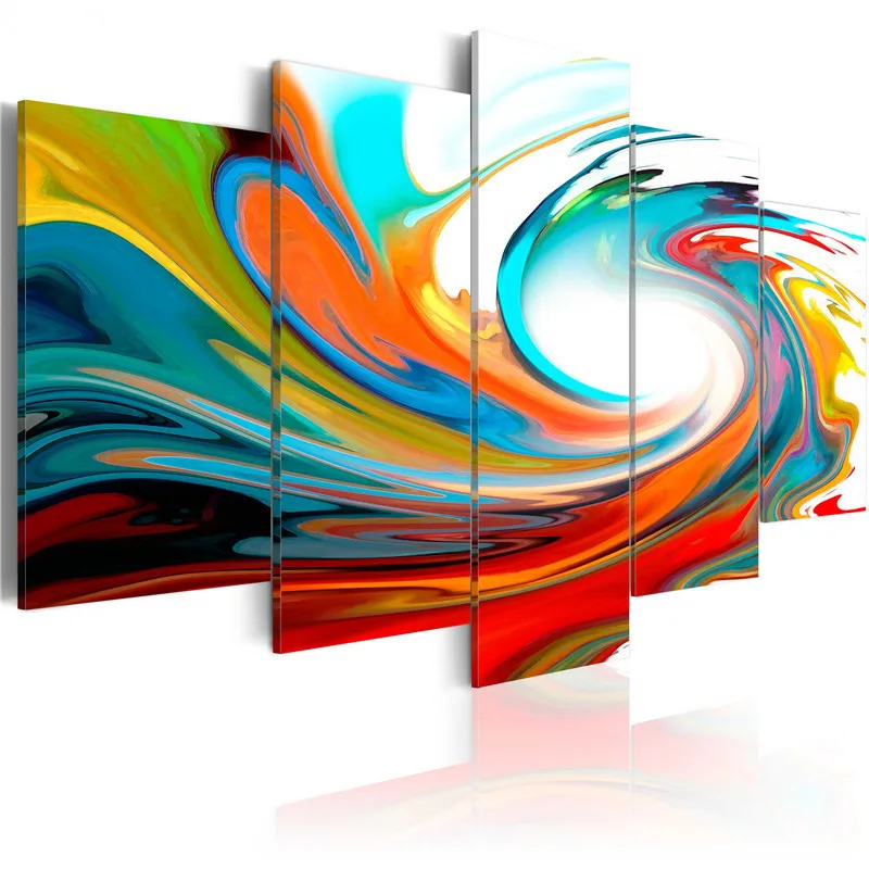 Canvas-Pictures-Wall-Art-Prints-5-Pieces-Colorful-Abstract-Swirl-Lines-Painting-Bedroom-Rainbow-Curved-Poster (3)