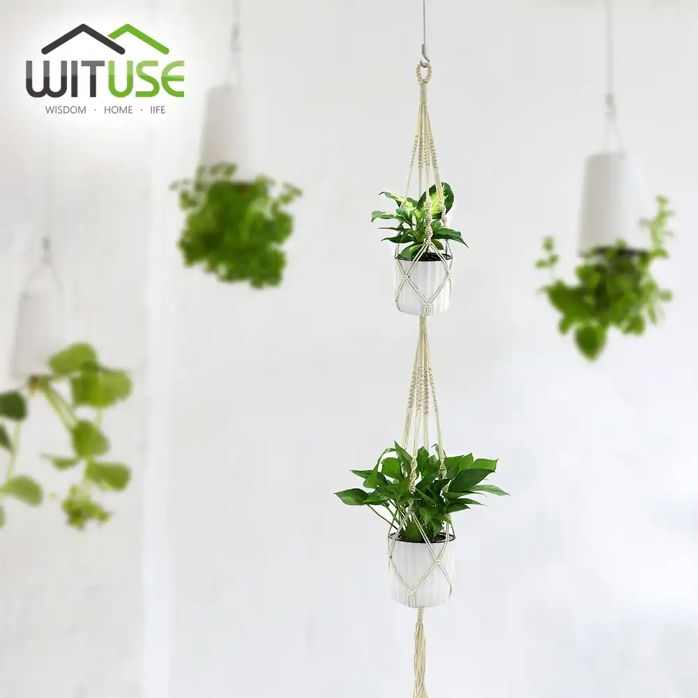 Wituse 2x Decorative Plants Macrame Pot Plant Hanger Heavy Duty