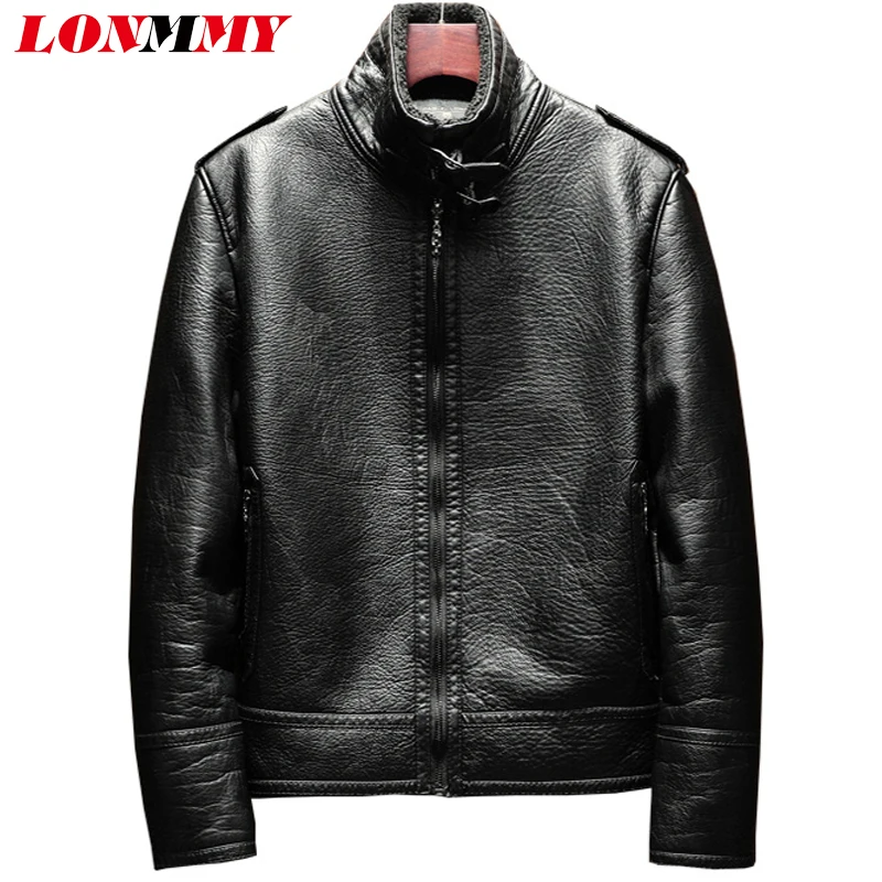 LONMMY 4XL 5XL куртка-бомбер черный цвет для мужчин бархат толстые плюшевые лайнер