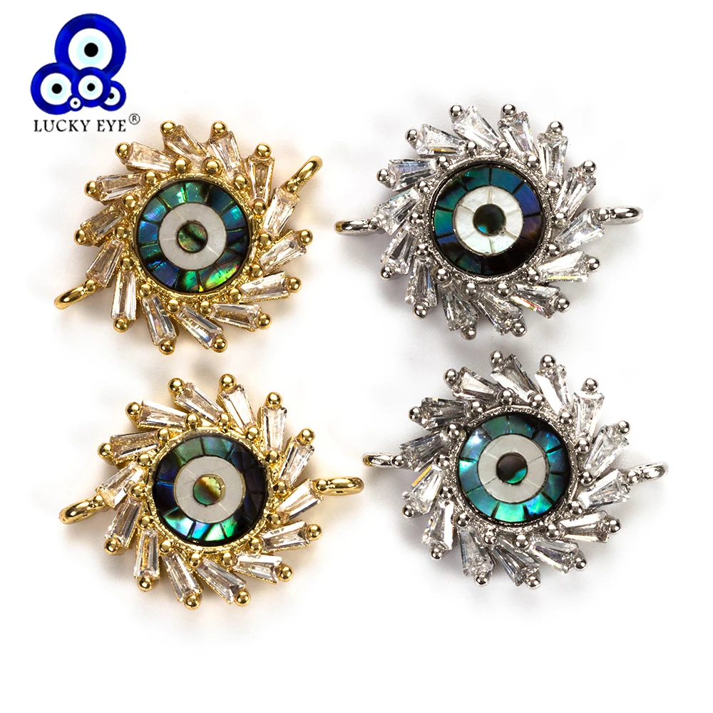Медные Подвески в форме солнца Lucky Eye Цветной корпус с кубическим цирконием для