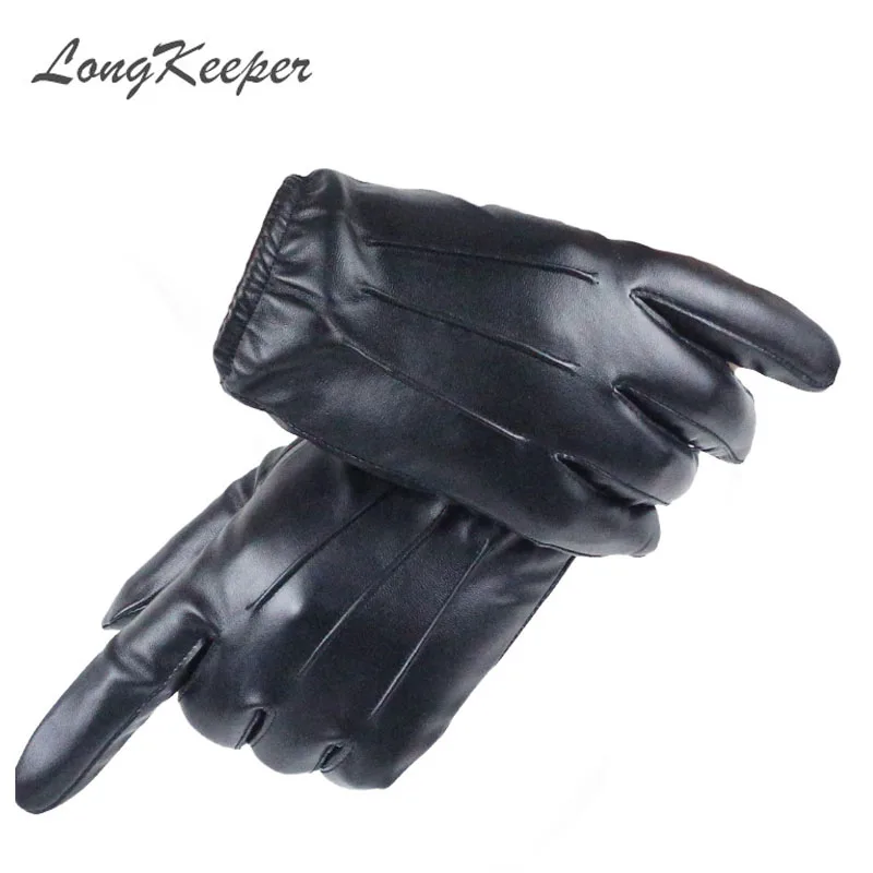 Women's Full Finger Gloves Female PU Leather Driving Fashion Solid Winter Thick Warm For Men G243