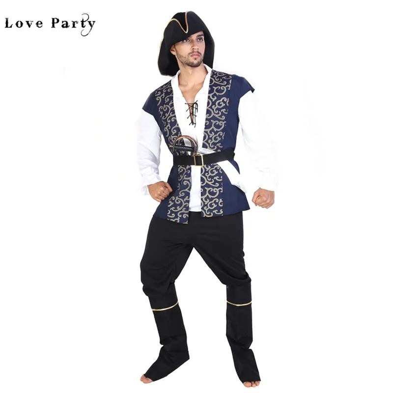 Для мужчин Pirate Captain Костюмы для косплея взрослых Рождество Хэллоуин форма