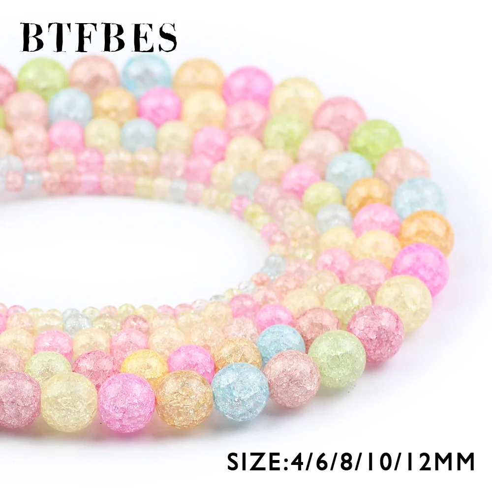 Btfbes Natural Stone Light Colorful Crystal Bead Popcorn Crystal Round