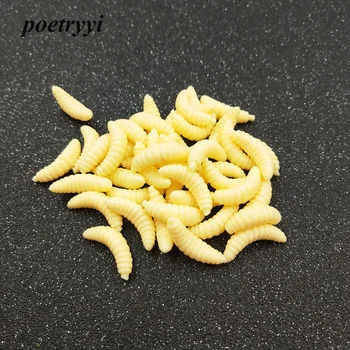 POETRYI 소프트 미끼, 인공 페스카 낚시 미끼, 실리콘 미끼, 노란색 빵 벌레, 2.1cm, 0.5g, 30