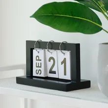 Настольный стоящий деревянный календарь, Page Up настольный календарь, украшение для дома и офиса, DIY календарь, железное кольцо, дата Месяц День календарь