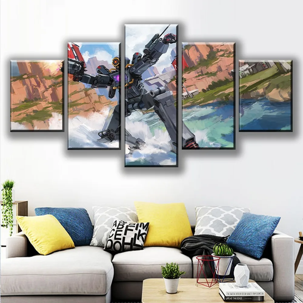 

Direct Selling Art Spray Painting Hd Print 5 Set Apex Legends Shooting Poster Modular Video Game Picture Wall Canvas Home Decor