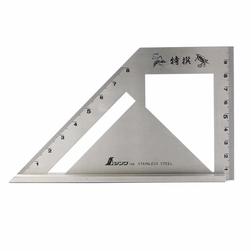 SHINWA Multi-Function Woodworking Square 45 degree 90 degree line angle Ruler Stop Type regulation