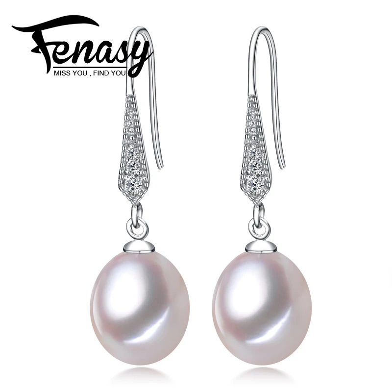 FENASY natural Pearl stud earrings Pearl Jewelry with 925 Sterling Silver earrings bohemia long earrings for