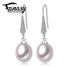 FENASY natural aretes de Perlas, Joyería de Perlas con 925 pendientes de Plata, pendientes bohemia pendientes largos para las mujeres con caja de regalo