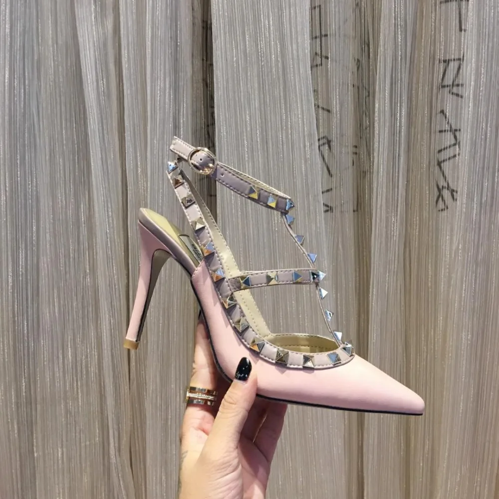 

Naakt matte Sexy Klinknagel Bruiloft Pumps Mode Vrouwen Hoge Hakken Holle Sandalen Buckle Studded Stiletto Sandalen Schoenen Voo