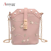 Летняя кружевная сумка-мешок с цветами для женщин, мини сумка из искусственной кожи через плечо, женская сумка на плечо, высокое качество, сумка на плечо с цепочкой