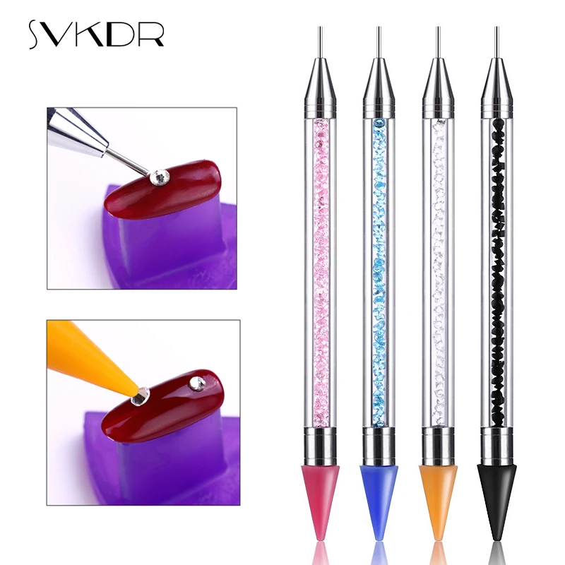 

Dual-ended Nail Rhinestone Picker Wax Pen Nail Dotting Pen Crystal Beads Handle Rhinestone Studs Picker Nail Art Tools 4 Colors