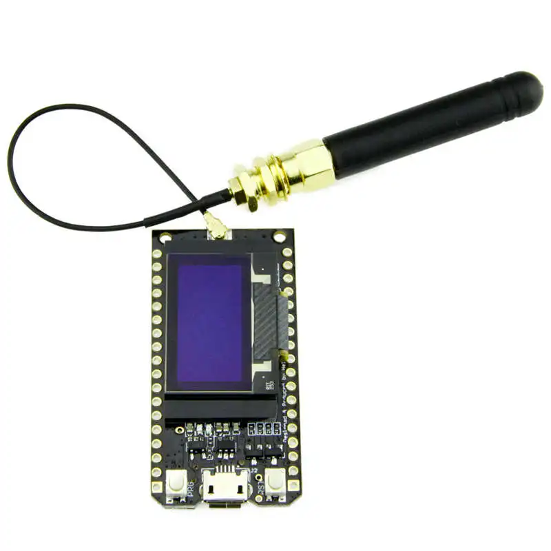 Bluetooth Wifi ESP-32 макетная плата модуль Lora32 Lora 868Mhz ESP32 Lora Oled 0,96 дюймовый синий дисплей с антенной - Цвет: Black