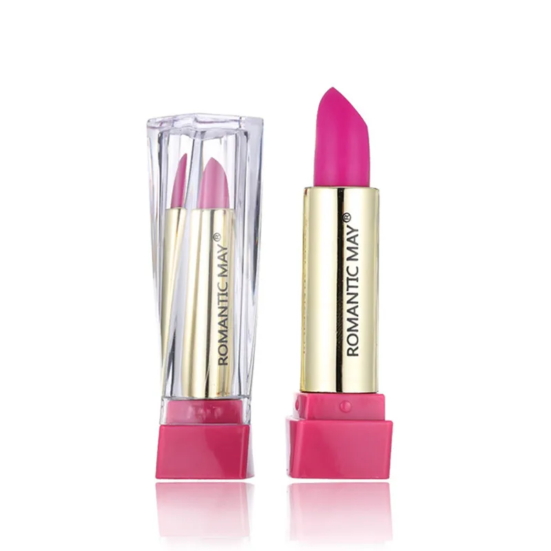 

12 color big red matte lipstick velvet waterproof moisturizing nourishing lipstick 3D rotating transparent tube cosmetics