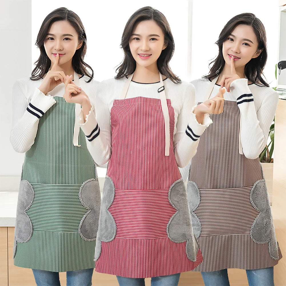 Women Girl New Stain Repellency Kitchen Apron Cooking Aprons Dress With Pocket