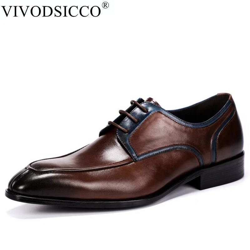 VIVODSICCO New Designer Business Formal Men's Dress Shoes Patchwork Hairstylis Shoes Comfortable Men Wedding Dress Shoes