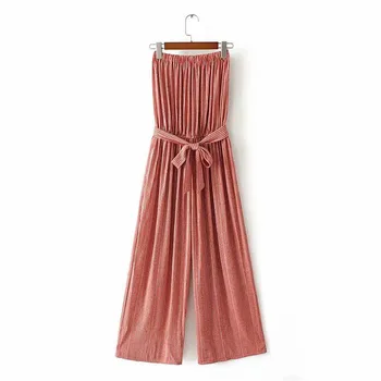 

Rompers Womens Jumpsuit Striped Strapless Loose Casual Sexy Jumpsuits Women Overalls Summer Sleeveless Lace up Cotton Jumpsuit