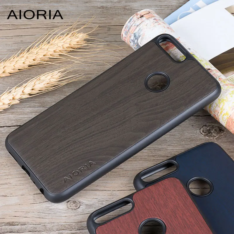 

Wooden design case for Huawei P Smart soft TPU silicone material & wood PU leather skin covers coque fundas for Huawei P Smart