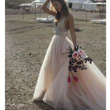 Eightree Свадебные платья Спагетти ремни с цветочной аппликацией сексуальное свадебное платье Vestido De Novia Плайя Свадебные платья без спинки