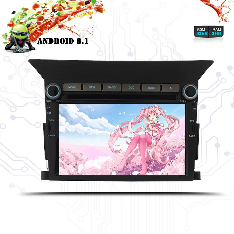 2 Din Android 8 1 RAM 2GB Автомобильный GPS dvd плеер для Honda Pilot 2009 2010 2011 2012 радио стерео аудио BT
