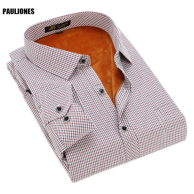 

PaulJones 5XL 6XL 7XL 8XL Plus size Formal Dress Thermal Shirts High Qualtiy Big size Winter Men Clothing imported-clothing NDxx