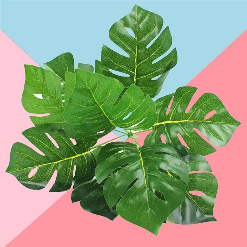 9 голов искусственный монстера Ландшафтный зеленый поддельные листья для офисного стола домашний декор