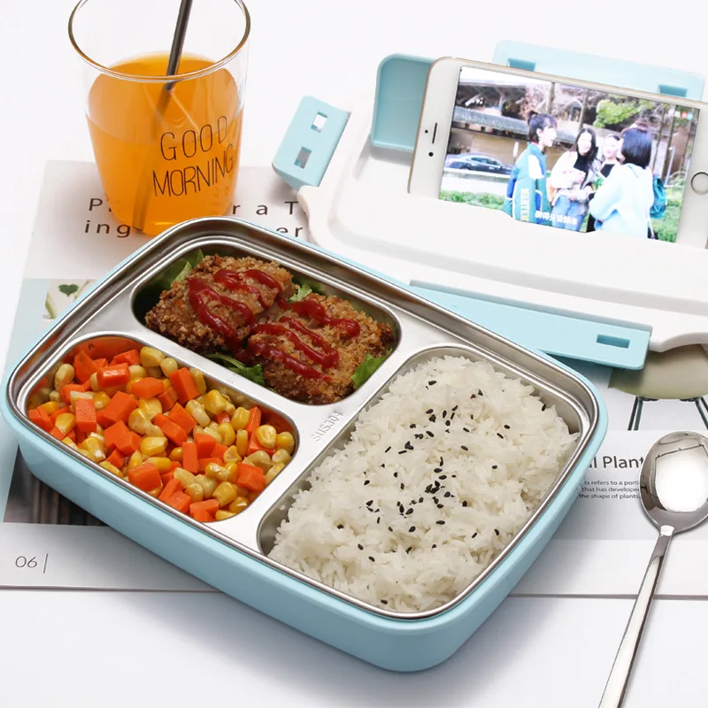 

New Stainless Steel Insulation Heatable Lunch Box Sealed Tray Sub-grid Picnic Bowls Tiffin Box for Kids Meal Prep Containers