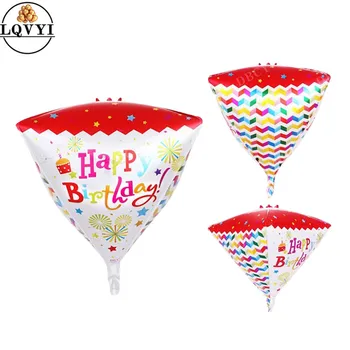 

10/50pcs Happy Birthday 4D Tapered Aluminum Foil Balloons Birthday Party Decoration Supplies Helium Balloon Baby Shower Kids Toy