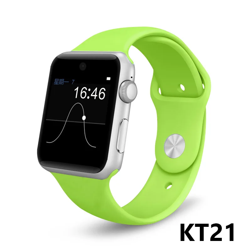 Смарт-часы с Bluetooth, sim-карта, камера, Смарт-часы, чехол для apple iphone, samsung, xiaomi, android phone, pk, apple watch IWO 2, 3, 4, 5 - Цвет: KT21 Green