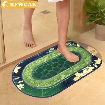 

RFWCAK Modern Ellipse Cobblestone 3D Printing Home Rug Non-slip Mat Hallway Bedroom Bathroom Living Room Doormat Kitchen Carpet