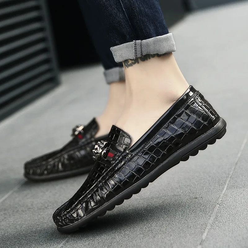 Moda New Negócios Preto Dropshipping Macio Mocassins marrom Homens Da Apartamentos Couro Casamento vermelho De Genuíno Style Sapatos Alta Qualidade branco 7qZdR