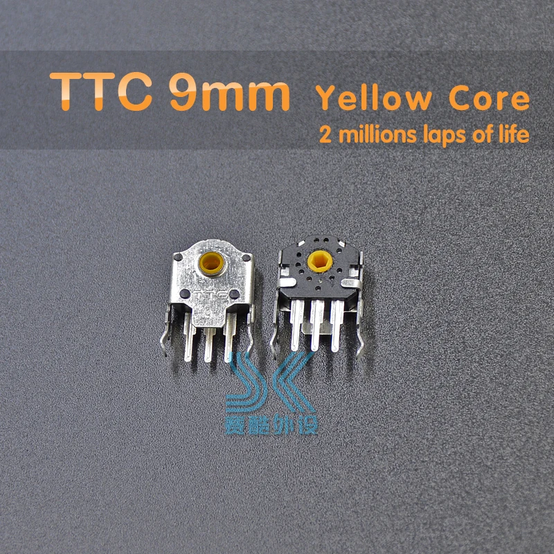 Original TTC Mouse Encoder Highly Accurate 8mm 9mm 10mm 11mm Green Red yellow Core 2pcs Solve the roller wheel problem - Цвет: TTC 9mm yellow