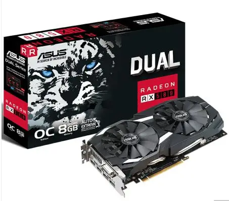 Asus DUAL-RX580-O8G 8GD5 256bit Снежный Леопард VR игровая графика используется как новый |