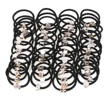 20 шт., простая черная повязка на голову, цветок, сердце, бант, аксессуары для волос для женщин, девочек, эластичные резинки для волос, конский хвост, держатель, резинка