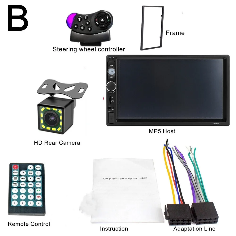 7 дюймов сенсорный экран автомобильный мультимедийный плеер 2 Din Авторадио Bluetooth gps навигация Авто Радио стерео автомобильный DVD USB SD камера заднего вида - Цвет: B