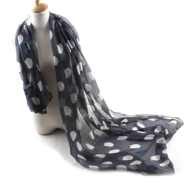 

2017 Hot New Winter Warm Cute Hedgehog Scarf Soft Animal Dot Print Infinity Scarves For Gift Women Long Shawl Wrap Hijab Scarf
