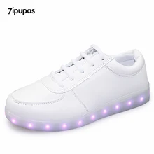 7ipupas White Glowing shoes 11 colors for Unisex Usb Charged Flash of light up shoes men Melbourne Shuffle Luminous led shoes
