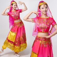 Красный Традиционный китайский костюм Uygur для девочек, праздничные танцевальные платья для сцены, одежда для мусульманских женщин