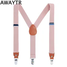 110 см коричневые кожаные подтяжки AWAYTR красные подтяжки для женщин эластичные регулируемые штаны Подтяжки мужские ремни одежда