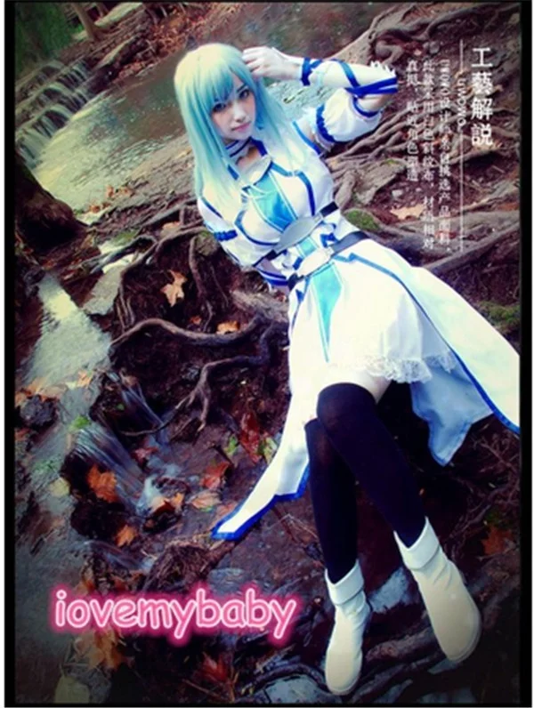 Новый аниме Sword Art Online SAO ALfheim Kawaii Yuuki Asuna Униформа белый и синий костюм феи наряды| |