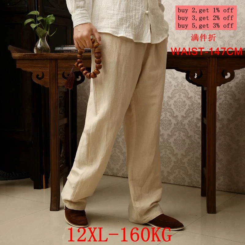 

Summer and autumn men's retro pants linen cotton XL 7XL 8XL large size pants 9XL 10XL 12XL 52 54 56 Chinese Japanese style